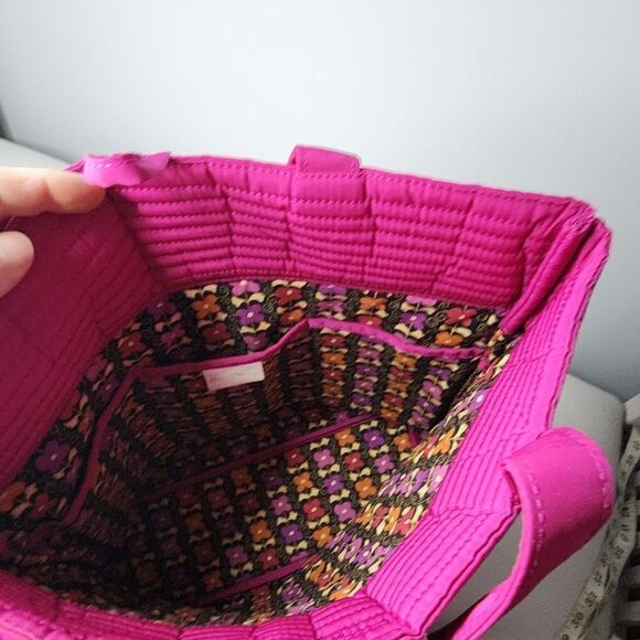 Vera Bradley Women’s Quilted Tote With Matching Coin Wallet Magenta - Picture 5 of 9